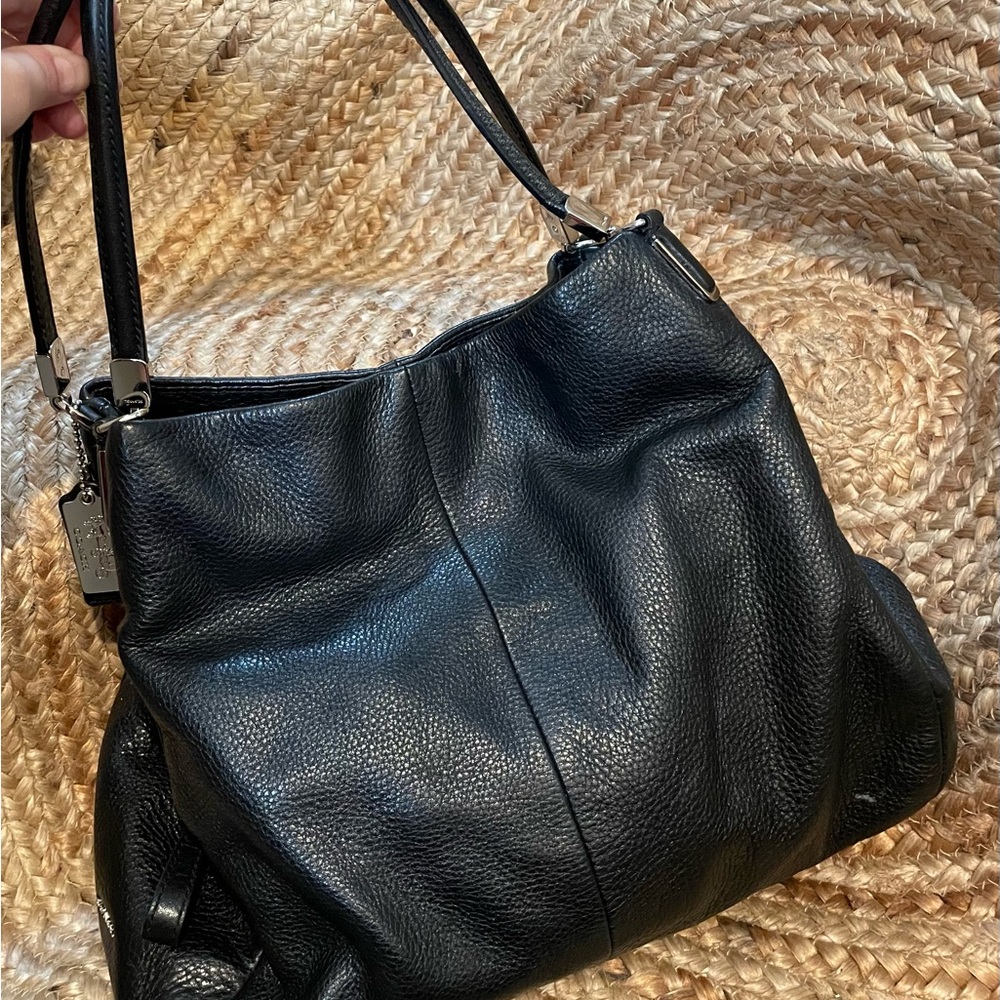 Coach Black Pebble Leather “Phoebe” Shoulder Bag